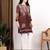 Women dark brown ethnic motifs embroidered chikankari ombre flared kurti