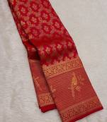 banarasi silk blend pink color woven work saree with blouse
