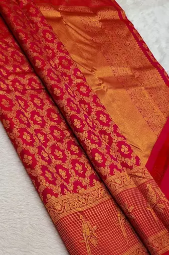 banarasi silk blend pink color woven work saree with blouse
