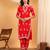 Women red floral embroidered lucknowi chikankari straight kurta sets