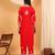 Women red floral embroidered lucknowi chikankari straight kurta sets