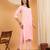 Women pink floral embroidered lucknowi chikankari straight kurta sets