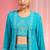 Turquoise Dori And Resham Work Georgette Lehenga Cape Set