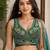 Rama green heavy italian silk designer readymade blouse with real mirror, zari, sequence & beads work