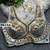 White heavy italian silk designer readymade blouse with real mirror, zari, sequence & beads work