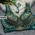 Rama green heavy italian silk designer readymade blouse with real mirror, zari, sequence & beads work