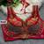 Red heavy italian silk designer readymade blouse with real mirror, zari, sequence & beads work