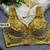 Gold heavy italian silk designer readymade blouse with real mirror, zari, sequence & beads work