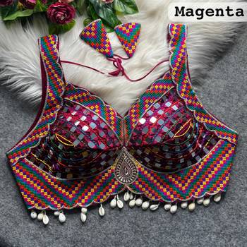 Wine heavy mirror work readymade blouse | multicolor kutch embroidery italian soft silk designer navratri choli 2
