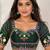 Bottle green mirror work italian silk readymade designer mumtaz cut navratri garba blouse for women