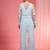 Powder blue resham embroidered net cape plazzo set