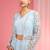 Powder blue resham embroidered net cape plazzo set