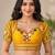 Yellow mirror work italian silk readymade designer mumtaz cut navratri garba festive blouse women