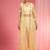 Lemon yellow resham embroidered net cape plazzo set