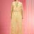 Lemon yellow resham embroidered net cape plazzo set