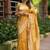 banarasi silk blend yellow color woven saree with blouse