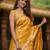 banarasi silk blend yellow color woven saree with blouse