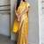 banarasi silk blend yellow color woven saree with blouse