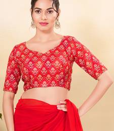 Women's silk padded back open elbow sleeves saree blouse