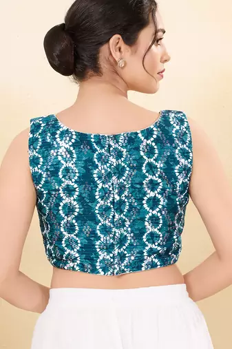 Women's tissue padded back open sleeveless saree blouse