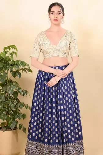 Women's net padded back open elbow sleeves saree blouse
