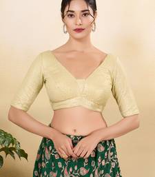 Women's net padded back open elbow sleeves saree blouse