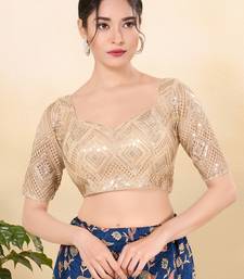 Women's jain silk padded back open elbow sleeves saree blouse