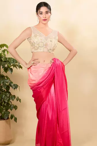 Women's net padded back open sleeveless saree blouse