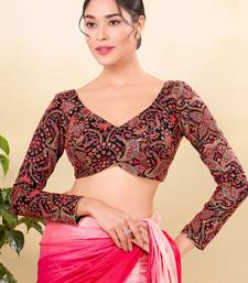 Women's silk padded back open full sleeves saree blouse