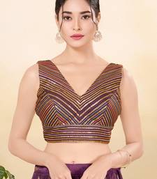 Women's jain silk padded back open sleeveless saree blouse