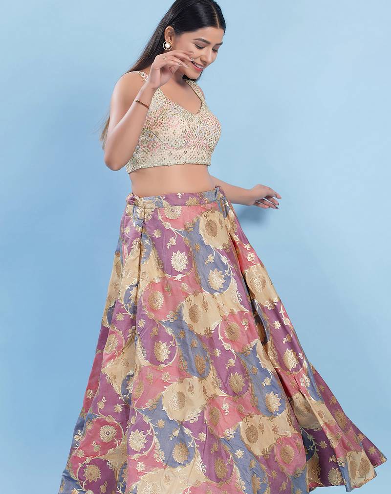 Women's dupion silk padded back open sleeveless saree blouse