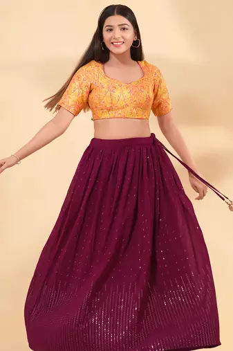 Women's brocade padded back open elbow sleeves saree blouse