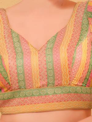 Women's brocade padded back open elbow sleeves saree blouse 2