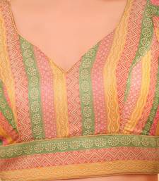 Women's brocade padded back open elbow sleeves saree blouse