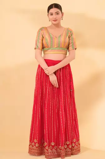 Women's brocade padded back open elbow sleeves saree blouse