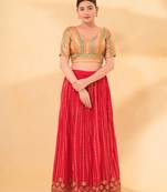 Women's brocade padded back open elbow sleeves saree blouse