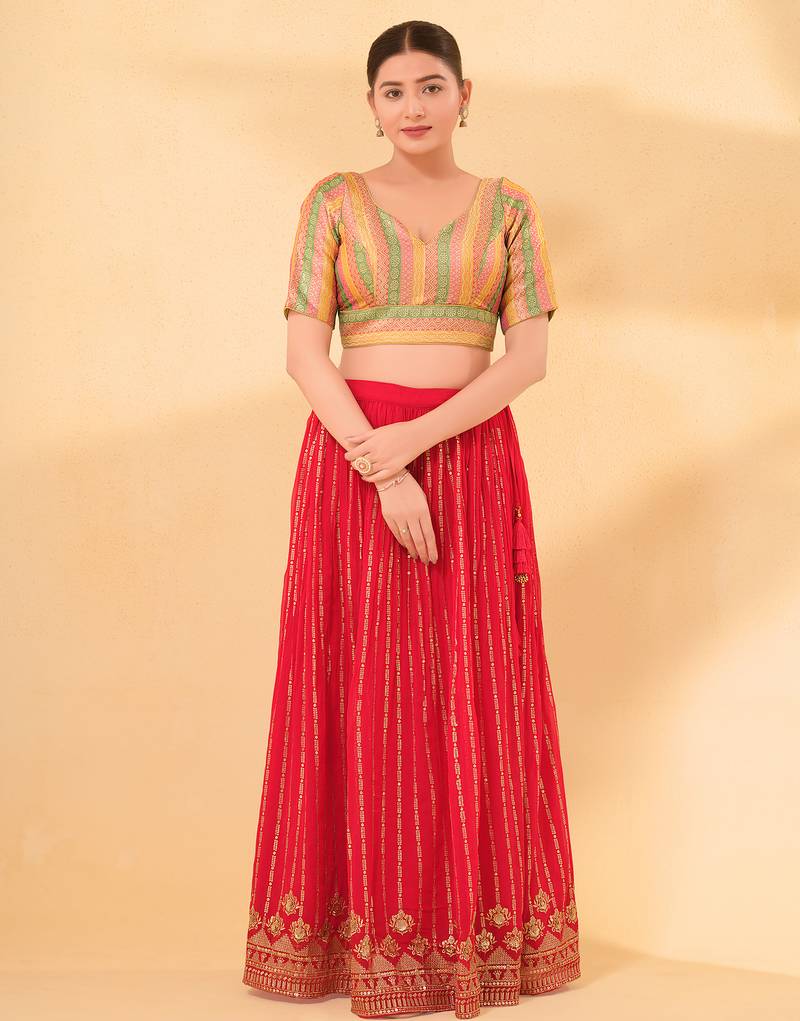Women's brocade padded back open elbow sleeves saree blouse