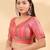 Women's brocade padded back open elbow sleeves saree blouse