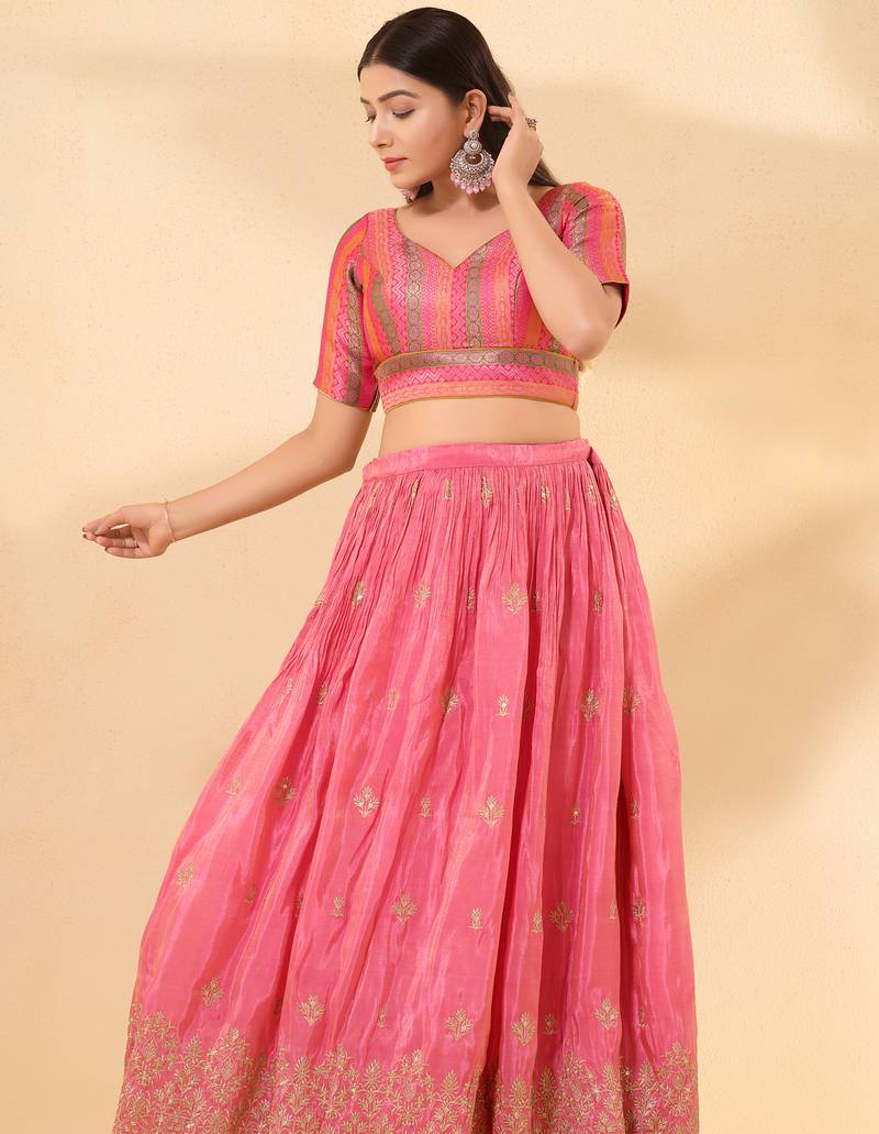 Women's brocade padded back open elbow sleeves saree blouse