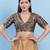 Women's brocade padded back open elbow sleeves saree blouse