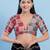 Women's jain silk padded back open elbow sleeves saree blouse