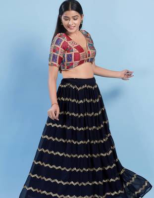 Women's jain silk padded back open elbow sleeves saree blouse 4