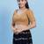 Women's jain silk padded back open elbow sleeves saree blouse