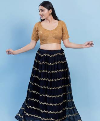 Women's jain silk padded back open elbow sleeves saree blouse 4