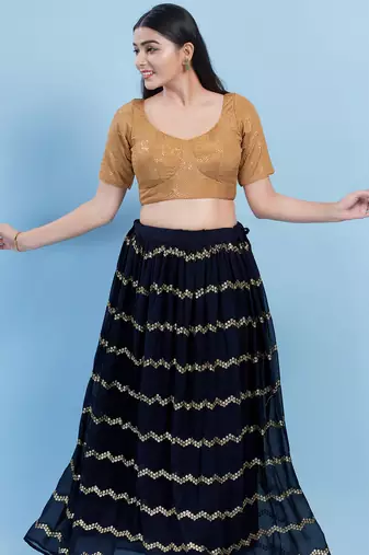 Women's jain silk padded back open elbow sleeves saree blouse