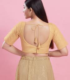 Women's jain silk padded back open elbow sleeves saree blouse