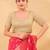 Women's jain silk padded back open elbow sleeves saree blouse