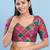Women's silk padded back open elbow sleeves saree blouse