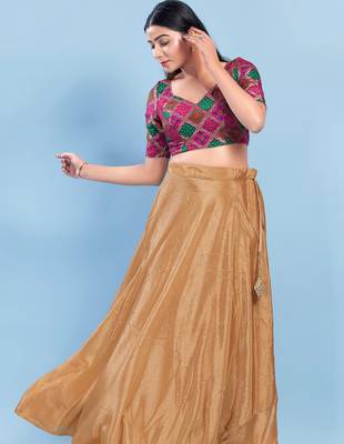 Women's silk padded back open elbow sleeves saree blouse 4