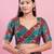 Women's silk padded back open elbow sleeves saree blouse
